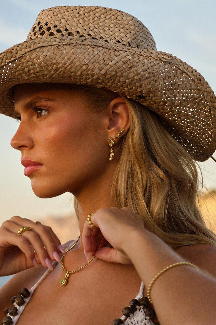 Wavy Gem Dots ørestikker - forgyldt